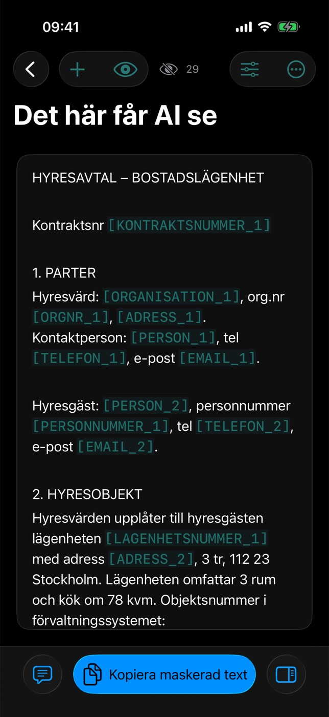 SendMasked på iPhone i mörkt läge